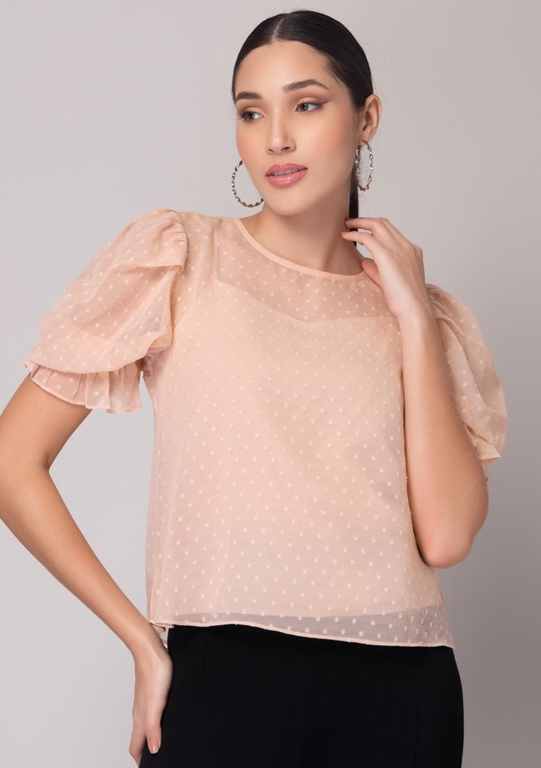 Bluelea puff sleeve blouse Light pink
