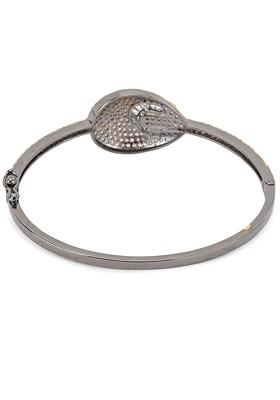 Women Gunmetal Toned Rhodium Plated Cubic Zirconia Cuff Bracelet