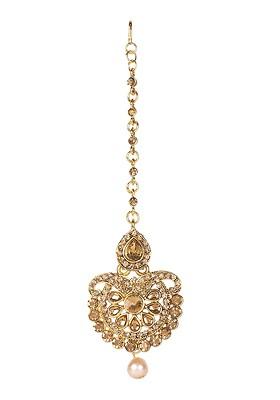 Women Gold Plated Kundan Embellished Maang Tikka