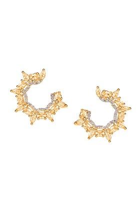 Gold Toned And Gold Toned Circular Half Hoop Earrings