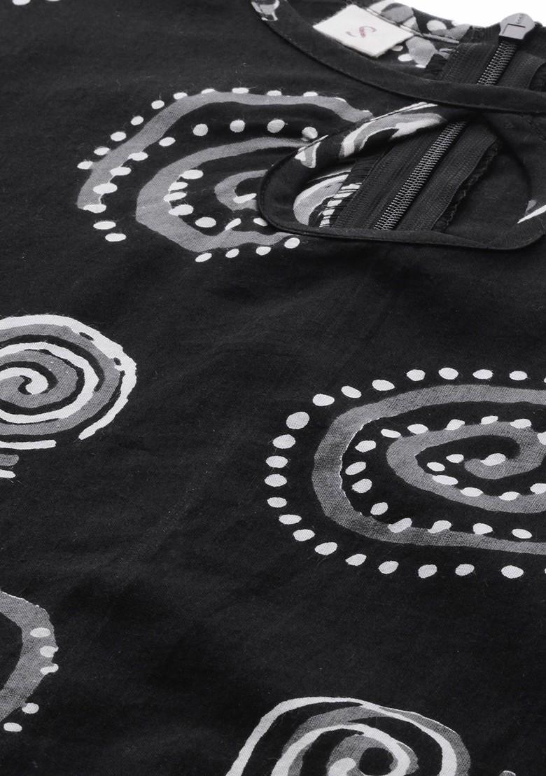 Women Black Printed Dhoti Style Jumpsuit