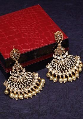 Gold Plated And Off White Classic Drop Earrings