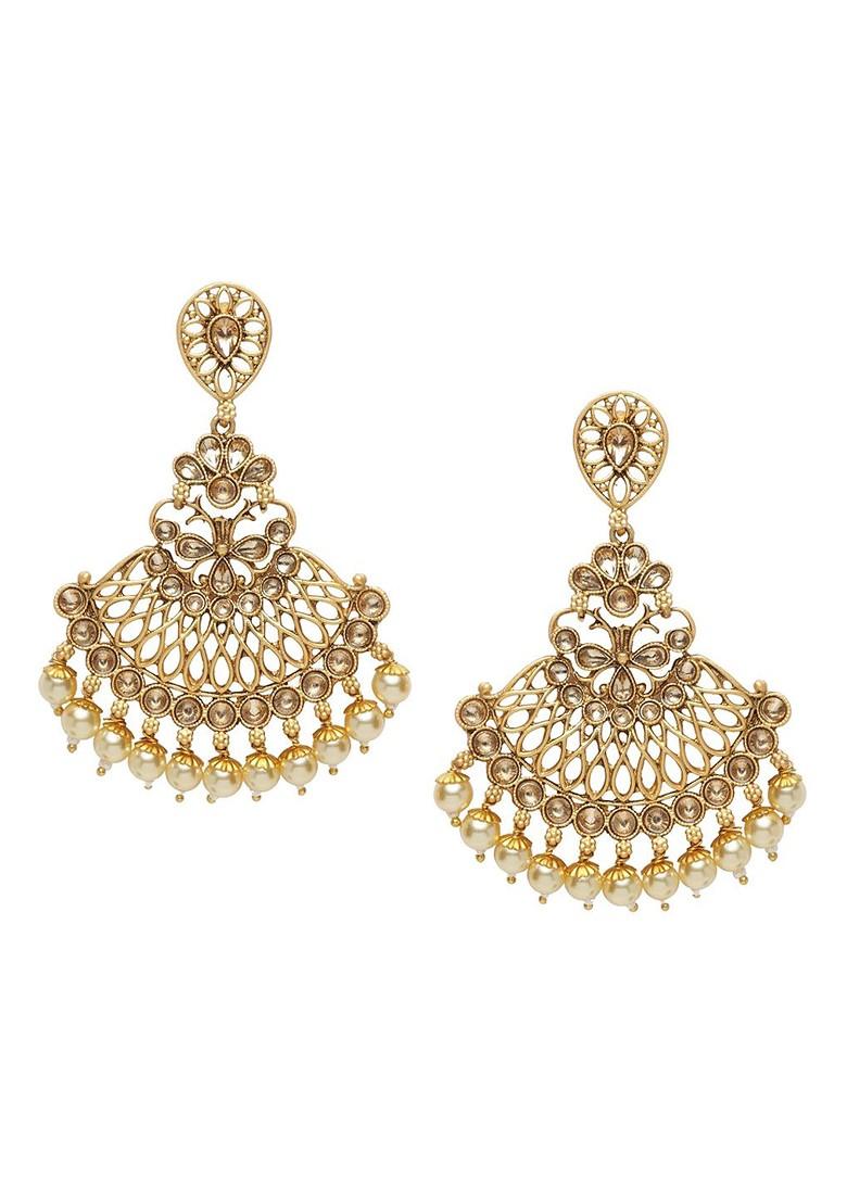 Gold Plated And Off White Classic Drop Earrings