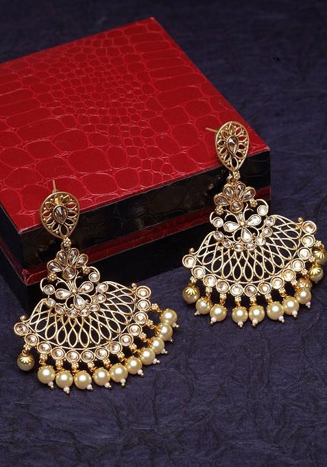 Gold Plated And Off White Classic Drop Earrings