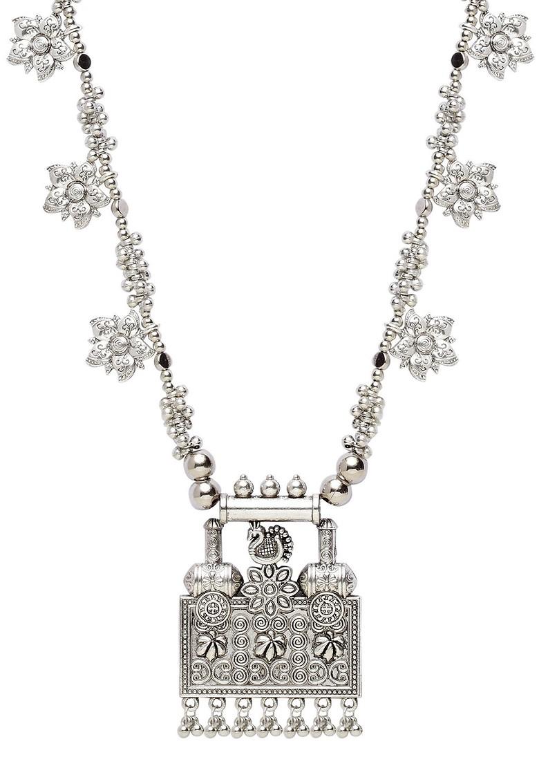 Oxidised Silver Plated Necklace - Indya