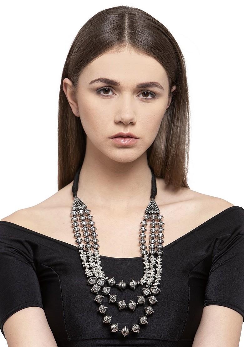 Silver Plated Oxidised Necklace