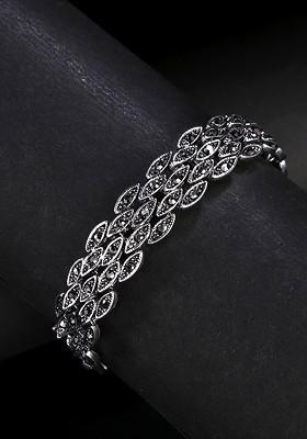 Silver Toned Brass Plated Oxidized Bracelet
