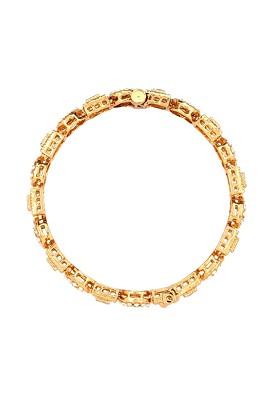 Set Of 2 24 KT Gold Plated Pink And Green Stone Studded Handcrafted Bangles