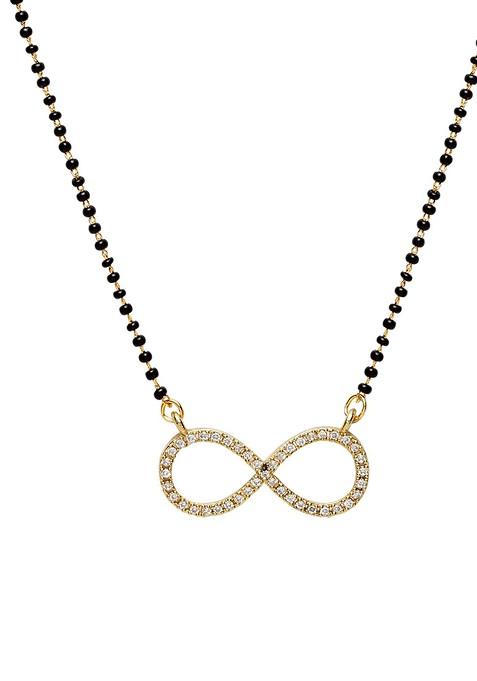 Gold Plated Black Solitaire Stone Studded Beaded Handcrafted Mangalsutra