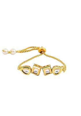 Gold Plated Handmade Studded Kundan Bracelet