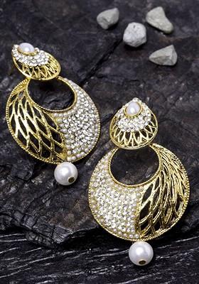 Gold Plated Teardrop Shaped Drop Earrings