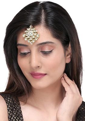 Gold Plated Kundan Embellished Maang Tika