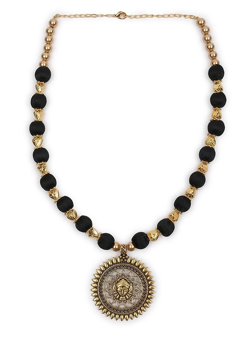 Black And Gold Toned Statement Handcrafted Brass Necklace