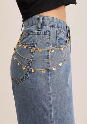 Rose Gold Plated Multi Layered Butterfly Jeans Chain