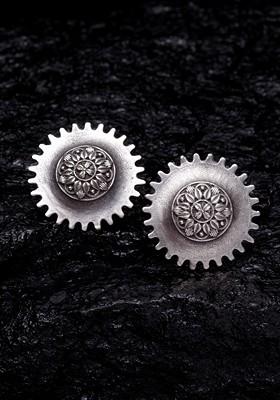Silver Toned Contemporary Studs