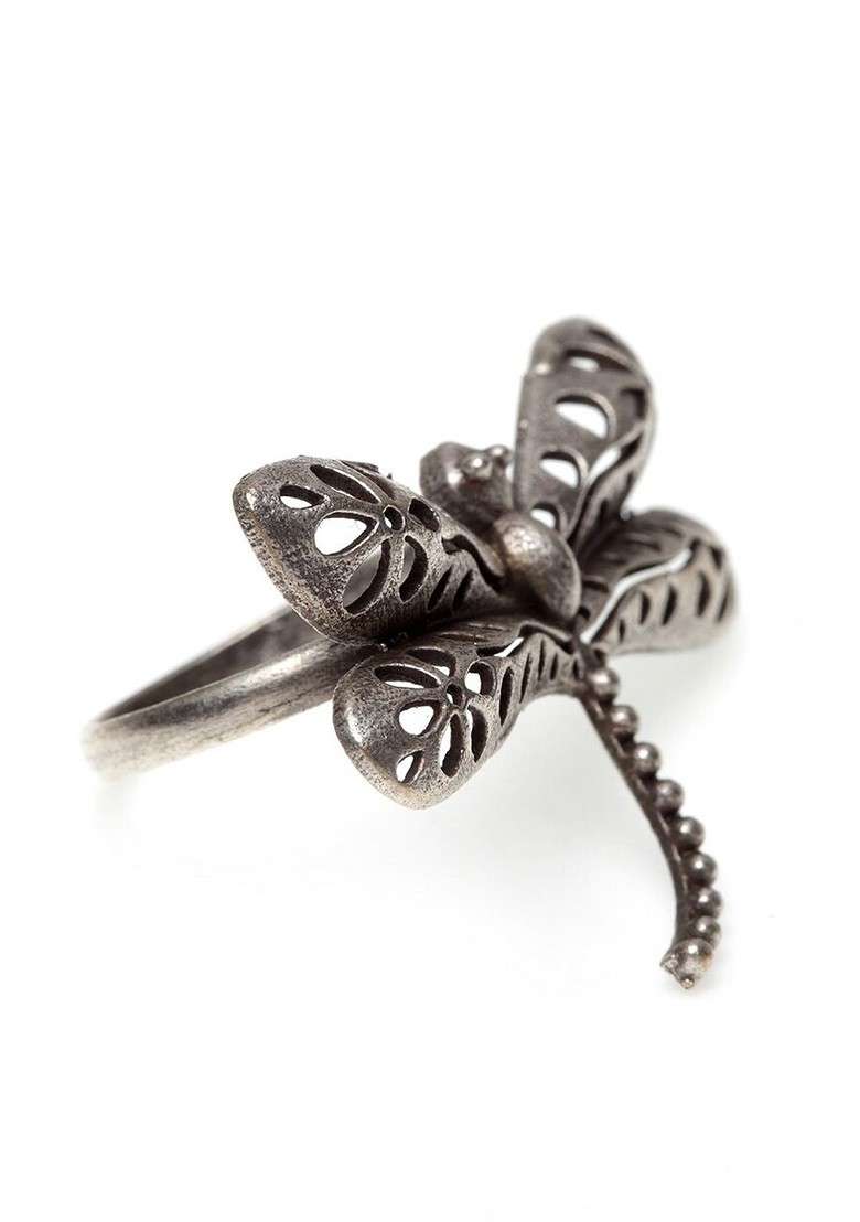 Oxidised Silver Plated Adjustable Finger Ring - Indya