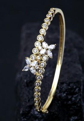 Gold Plated White AD Studded Bangle Style Bracelet