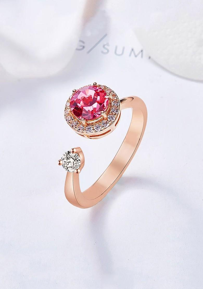 Buy Women Rose Gold Plated And Pink Swarovski Crystal Rotating