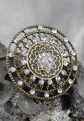 Gold Plated White Stone Studded Adjustable Finger Ring