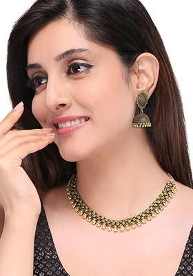 Oxidised Gold Toned Kolhapuri Work Handcrafted Jewellery Set