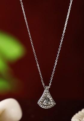 Silver Plated White AD Studded Light Weight Pendant With Chain