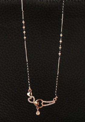 Gold Plated Black And White AD Studded Beaded Traditional Mangalsutra