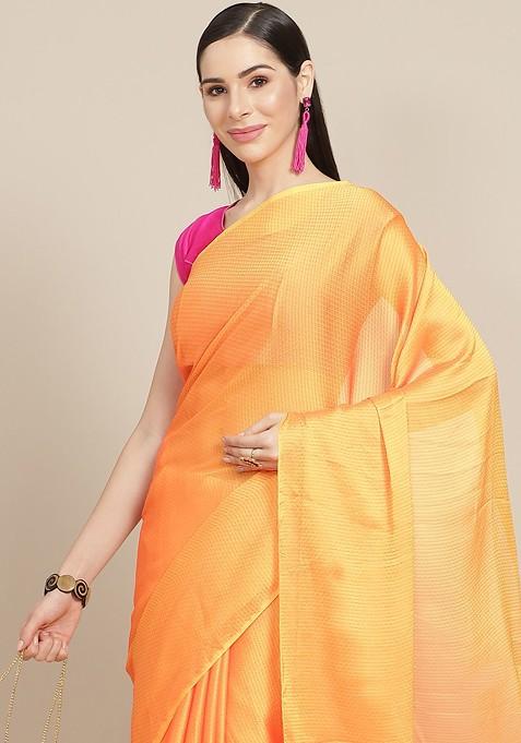 Orange Ethnic Motifs Celebrity Embroidered Saree