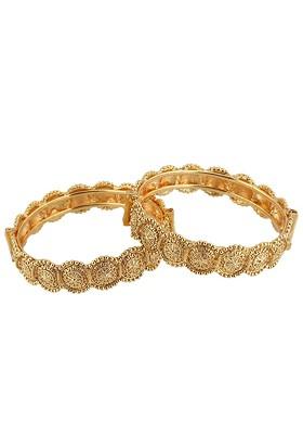 Set Of 2 24 KT Gold Plated Embellished Bangles