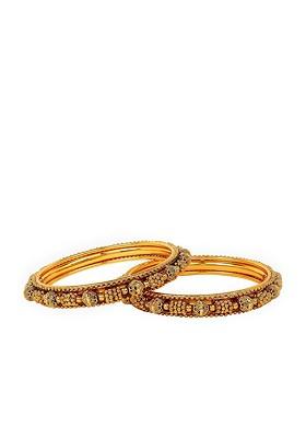 Set Of 2 24 KT Gold Plated Embellished Handcrafted Bangles