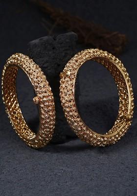 Set Of 2 24 KT Gold Plated Handcrafted Bangles