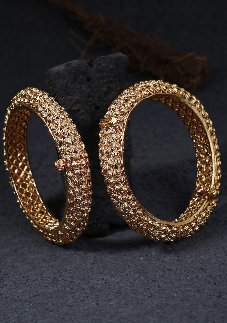 Set Of 2 24 KT Gold Plated Handcrafted Bangles