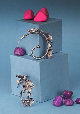 Silver Contemporary Half Hoop Earrings