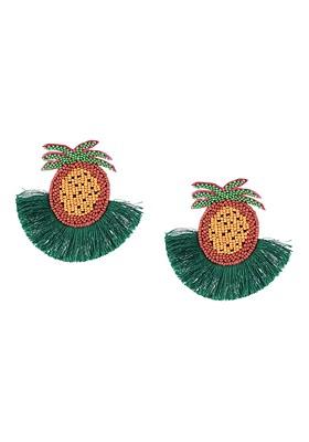 Green Geometric Drop Earrings