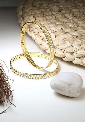 Women Set Of 2 24 CT Gold Plated Handcrafted Bangles