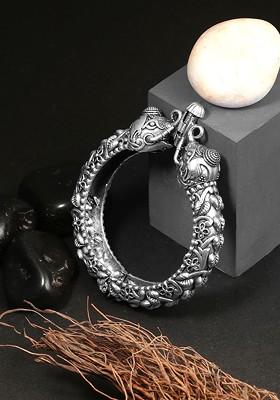 Oxidised Silver Plated Elephant Handcrafted Embellished Bangle
