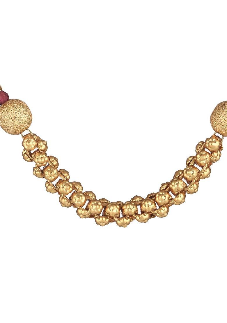 Gold Plated Black And Pink Pearl Bead Handcrafted Mangalsutra
