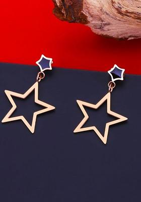 Rose Gold Plated Contemporary Drop Earrings