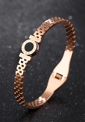 Women Rose Gold And Black Rose Gold Plated Kada Bracelet