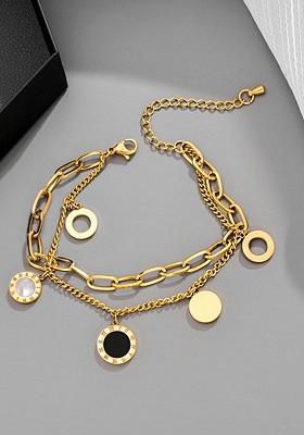 Women Gold Toned And Plated Stainless Steel Layered Charm Bracelet