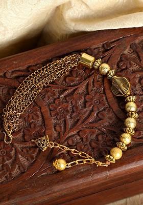 Women Brass Gold Plated Pearls Charm Bracelet