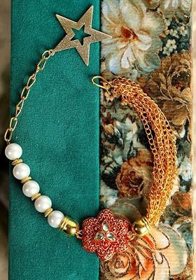 Women Gold And White Gold Plated Pearls Handcrafted Charm Bracelet