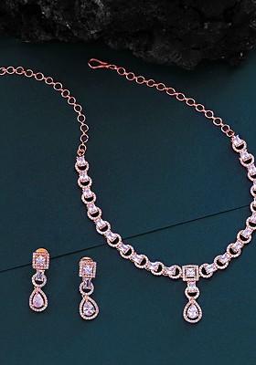 Rose Gold Plated American Diamond Studded Jewellery Set