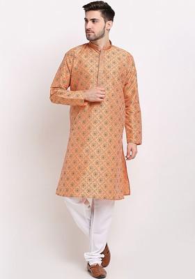 Orange Ethnic Motifs Printed Regular Kurta With Pyjamas