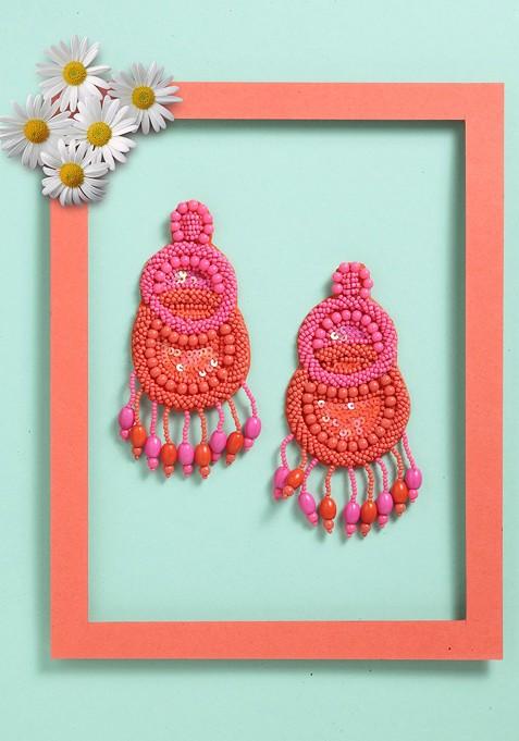 Women Pink Contemporary Drop Earrings