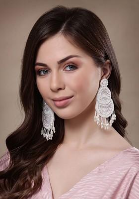 White Contemporary Drop Earrings