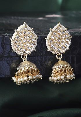 Gold Toned Dome Shaped Jhumka Earrings
