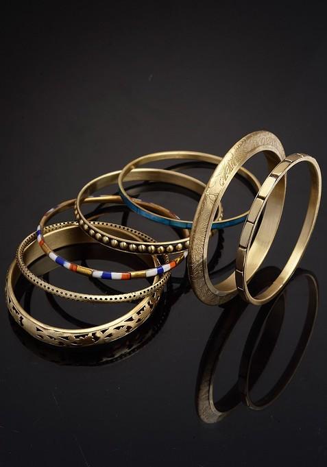 Set Of 7 Gold Plated Bangles