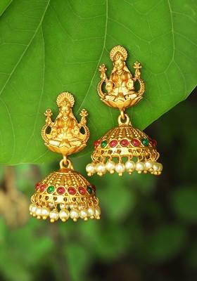 Gold Toned Dome Shaped Jhumkas Earrings