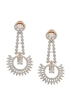 Silver Toned 24 CT Gold Plated Contemporary Drop Earrings