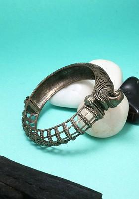 Oxidised Silver Plated Peacock Handcrafted Bangle